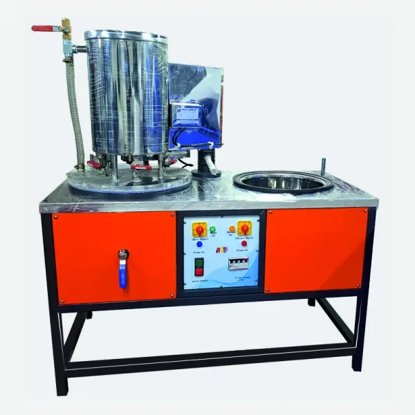 An image illustrating the investment mixing process in precision crafting. It shows the careful blending of investment powder and water to create a slurry used in mold-making. The image portrays precise measurements and mixing tools, showcasing the meticulous process essential for creating molds that capture intricate designs with accuracy. The equipment and materials involved in the investment mixing process highlight its significance in achieving high-quality molds for precision-crafted products