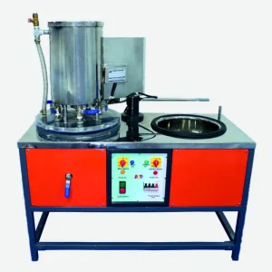 An image depicting the investment mixing process conducted domestically. It showcases the careful blending of investment powder and water in a controlled environment. Precision instruments and equipment for mixing are highlighted, emphasizing the meticulous process essential for creating high-quality molds for precision crafting domestically