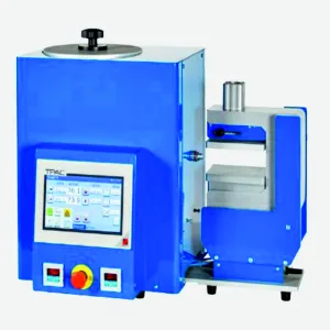 An image showcasing the Wax Matic 45 wax injection system. The machine features a sleek design with intuitive controls and an LED display for settings. Its precision components and craftsmanship are highlighted, portraying the device's capability in delivering precise wax injections for intricate designs. The image depicts the machine in a workshop setting, reflecting its suitability for jewelry artisans and industrial designers seeking high precision in crafting."